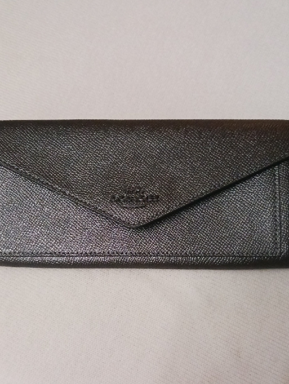 Coach Black Textured Leather Envelope Clutch Wallet